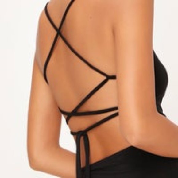 NWT Black Strappy Back Bodycon Dress - Picture 2 of 2